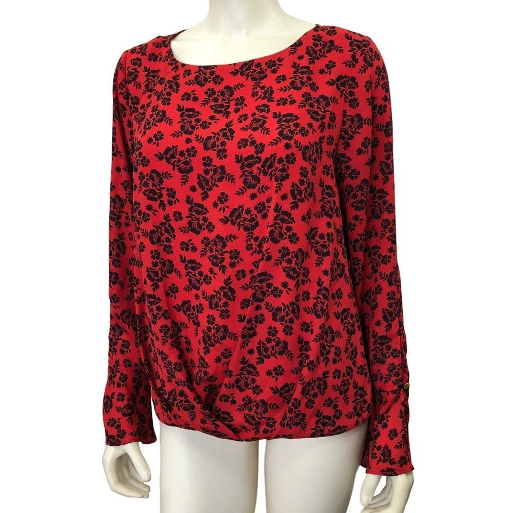VINCE CAMUTO FLORAL FRINT BELL‎ SLEEVE BLOUSE SIZE MD